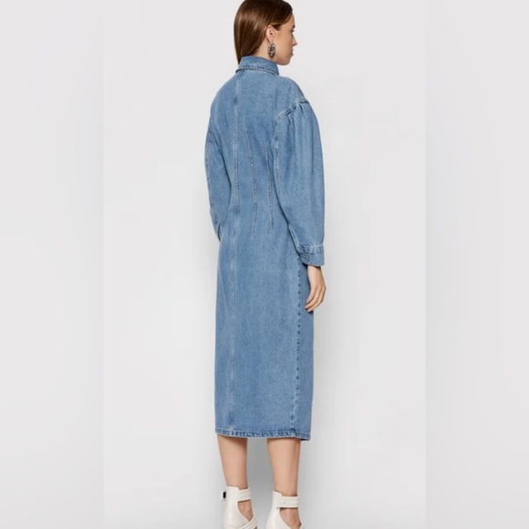 Remain Size 4 Denim Midi Dress With Silver Buttons - Picture 2 of 11